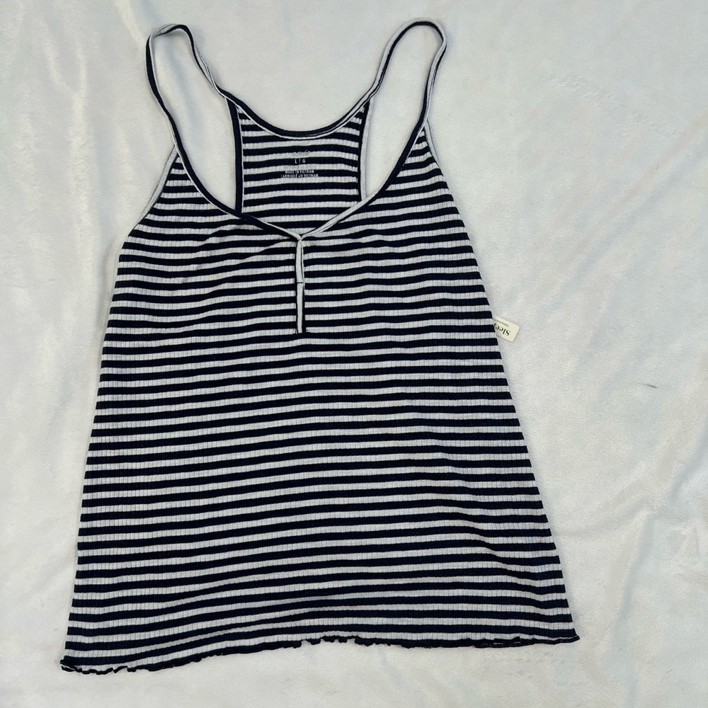 NWT Aerie Pajama Tank Top Blue Navy & White Stripe Size Large